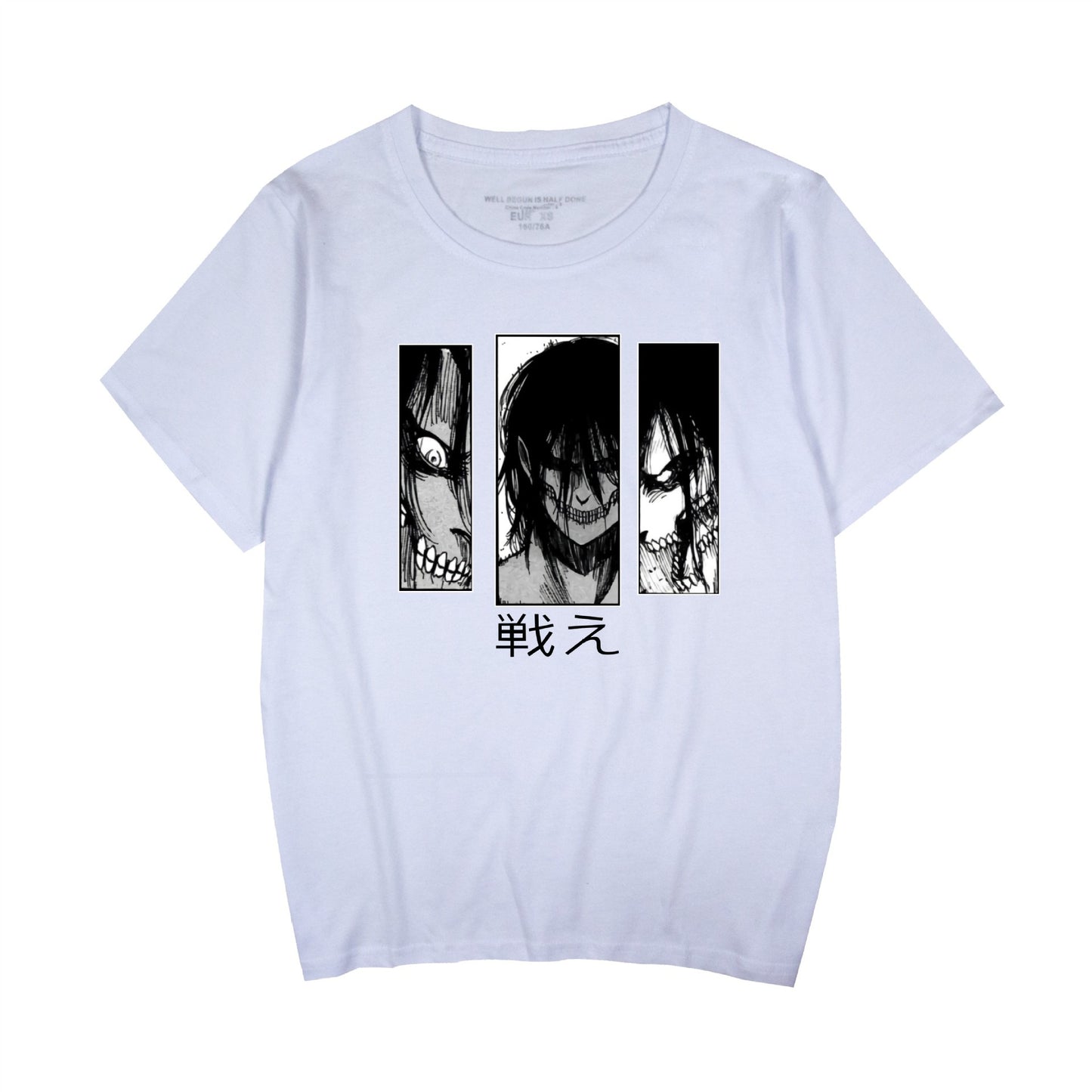 Japanese anime Attack on Titan graphic printed T-shirt pure cotton street Harajuku summer fashion men's and women's tops