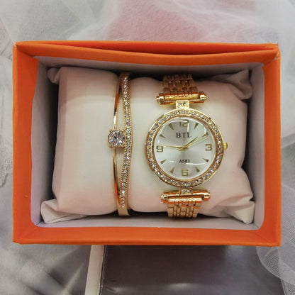 2 Piece Diamond Embedding Fashion Women's Watch