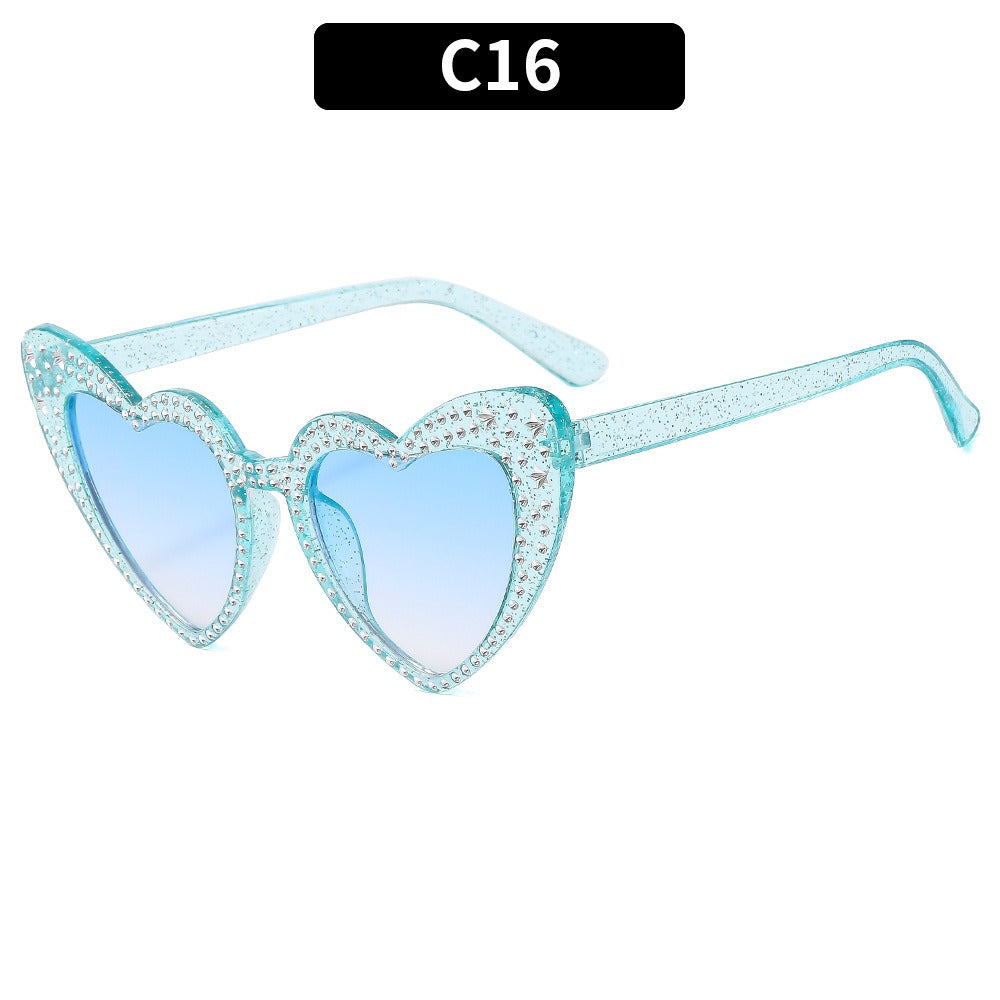 Diamond Heart Fashion Love Sunglasses for Women Y2K Spicy Girls Personalized Heart Shaped Trendy Sunglasses