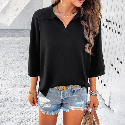 solid color lapel loose sweater