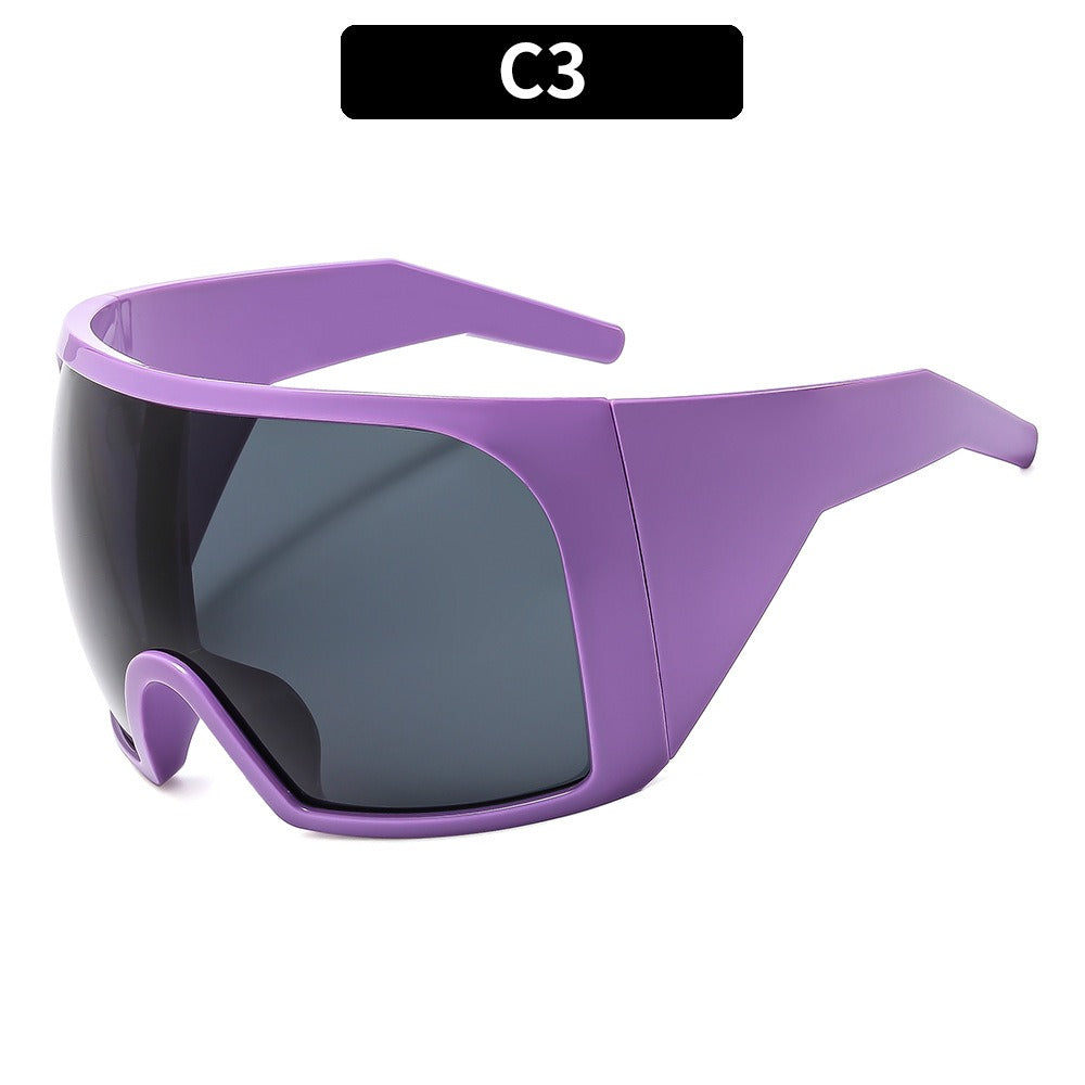 New large frame connected outdoor sun protection, cycling sports, windproof sunglasses, European and American fashion, personalized sunglasses