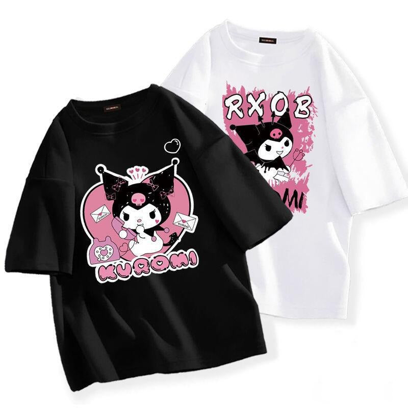 Kawaii Sanrio Kuromi T-shirt Cute Anime Cartoon Lovers' Pure