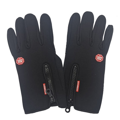 Outdoor cycling warm gloves, autumn and winter touch screen, anti slip, waterproof, windproof, fleece climbing riding gloves