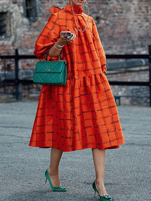 long-sleeved lapel dress