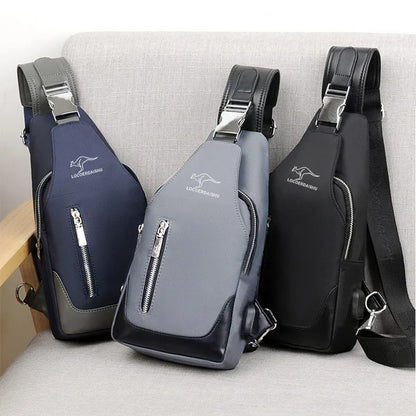 New Men Women Canvas Bag Outdoor Sport Chest Pack USB Charging Casual Crossbody Shoulder Bag Sports Arm Bag