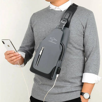 New Men Women Canvas Bag Outdoor Sport Chest Pack USB Charging Casual Crossbody Shoulder Bag Sports Arm Bag