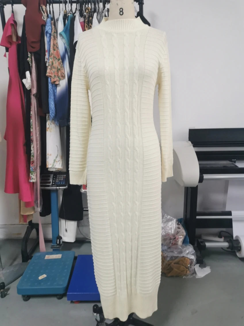 Thicken Turtleneck Sweater Maxi Dress