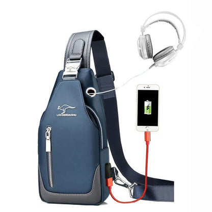 New Men Women Canvas Bag Outdoor Sport Chest Pack USB Charging Casual Crossbody Shoulder Bag Sports Arm Bag