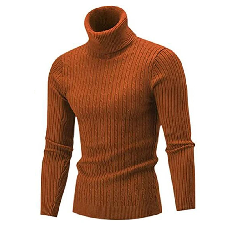 Autumn Winter Men's Warm Sweater Long Sleeve Turtleneck Sweater Retro Knitted Sweater Pullover Sweater