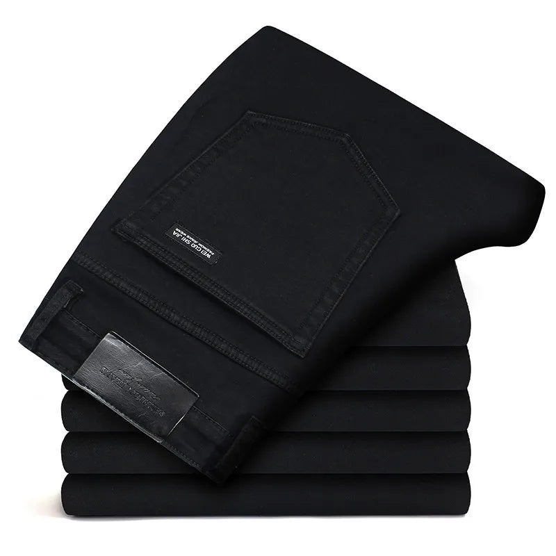 Men Stretch All Black Colors  Trousers Brand Clothing New Fashion Casual Denim Pants Male Quality