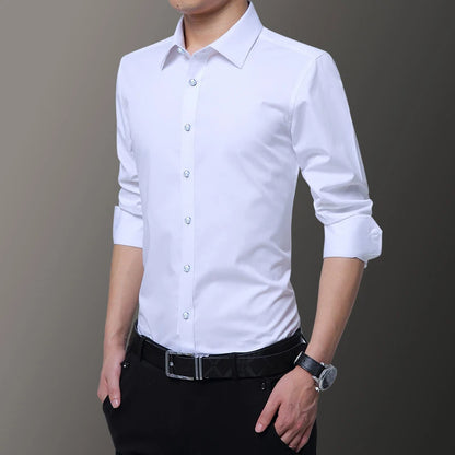 Slim Solid Color Long-sleeved Shirt