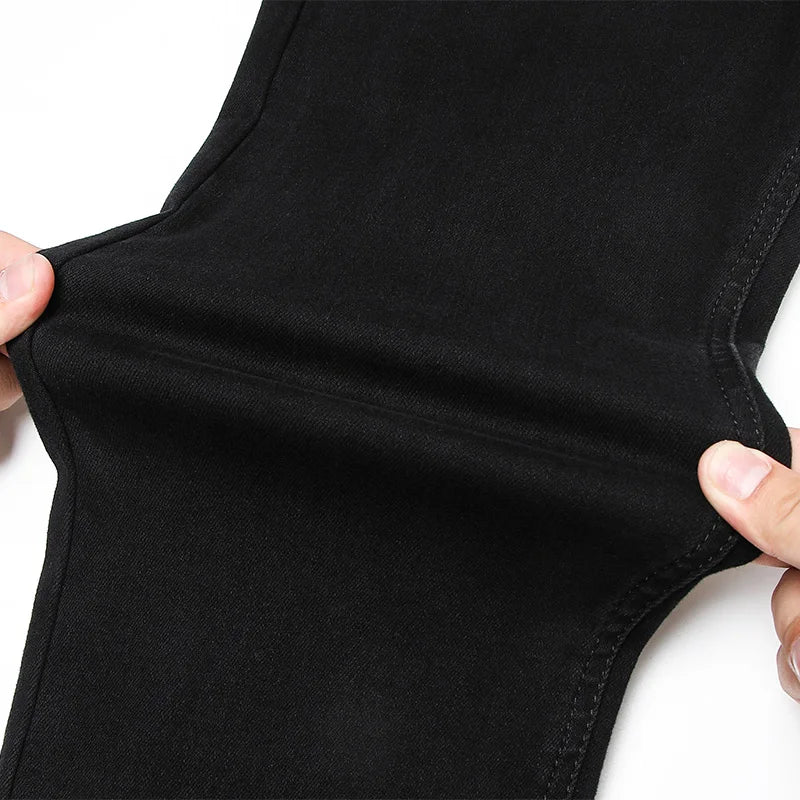 Men Stretch All Black Colors  Trousers Brand Clothing New Fashion Casual Denim Pants Male Quality